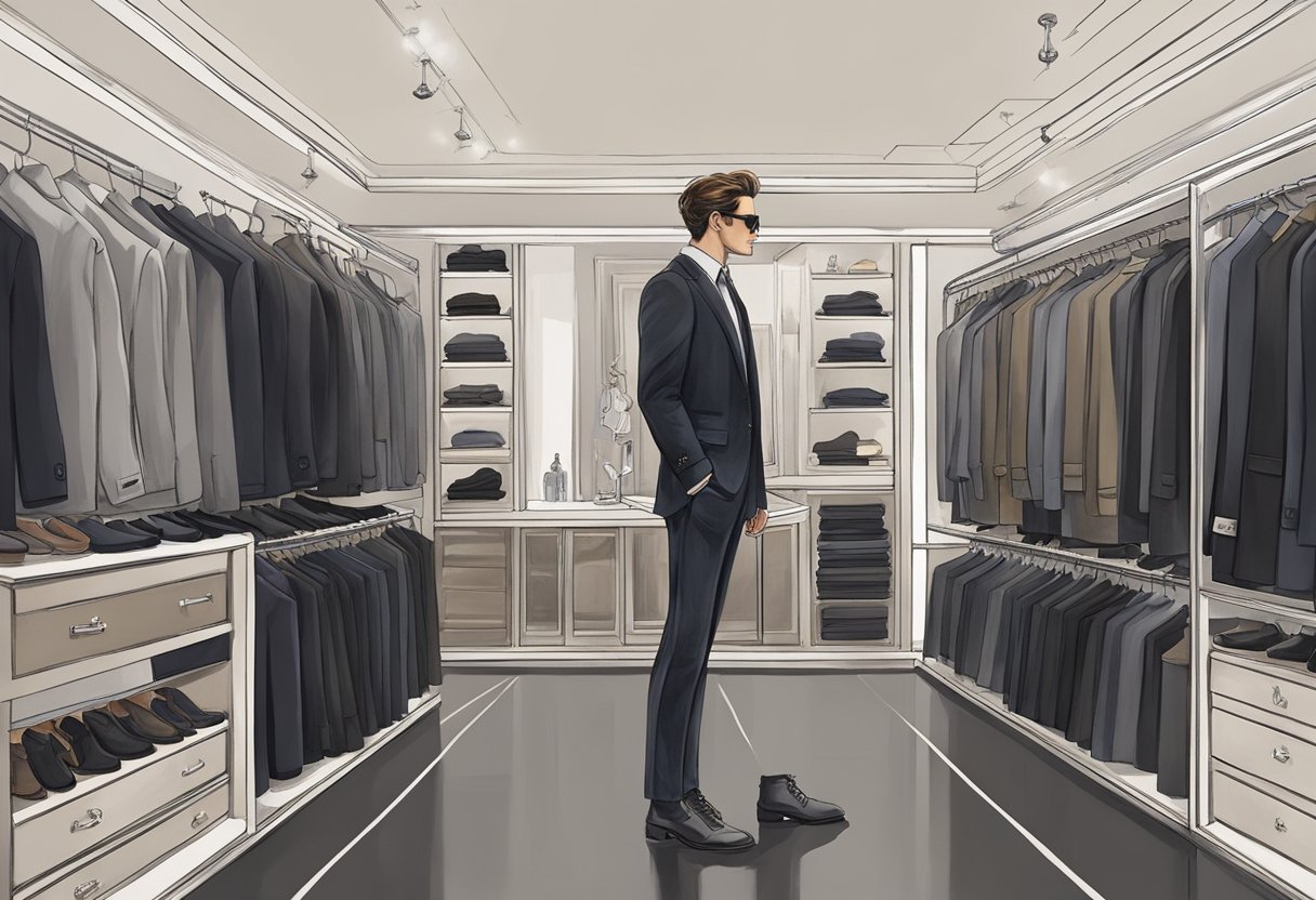 A Scorpio man carefully selects dark and mysterious clothing, favoring tailored suits and edgy accessories. He shops at high-end boutiques, seeking quality and exclusivity in his wardrobe