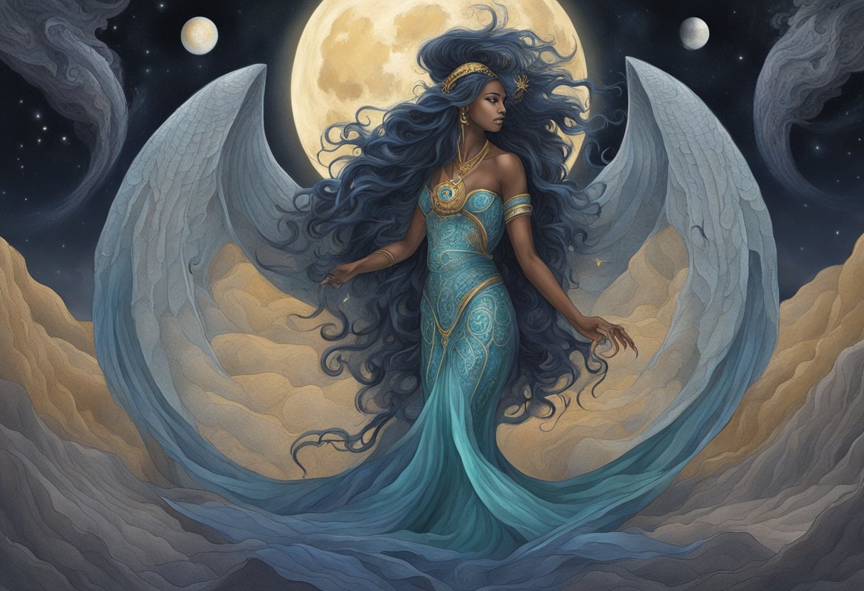 The Scorpio moon woman's dark side is depicted in the spiritual and subconscious realms